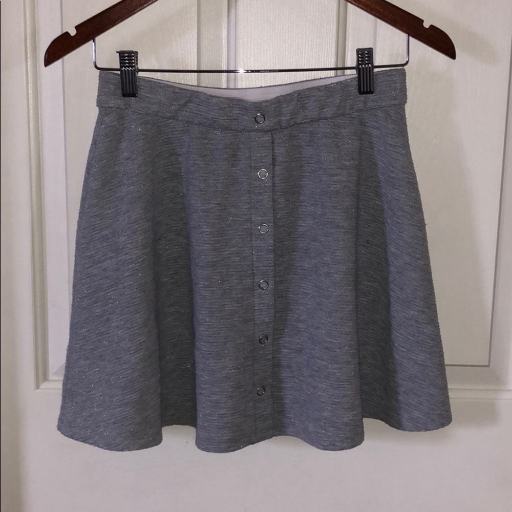 Gray sparkly button down skirt